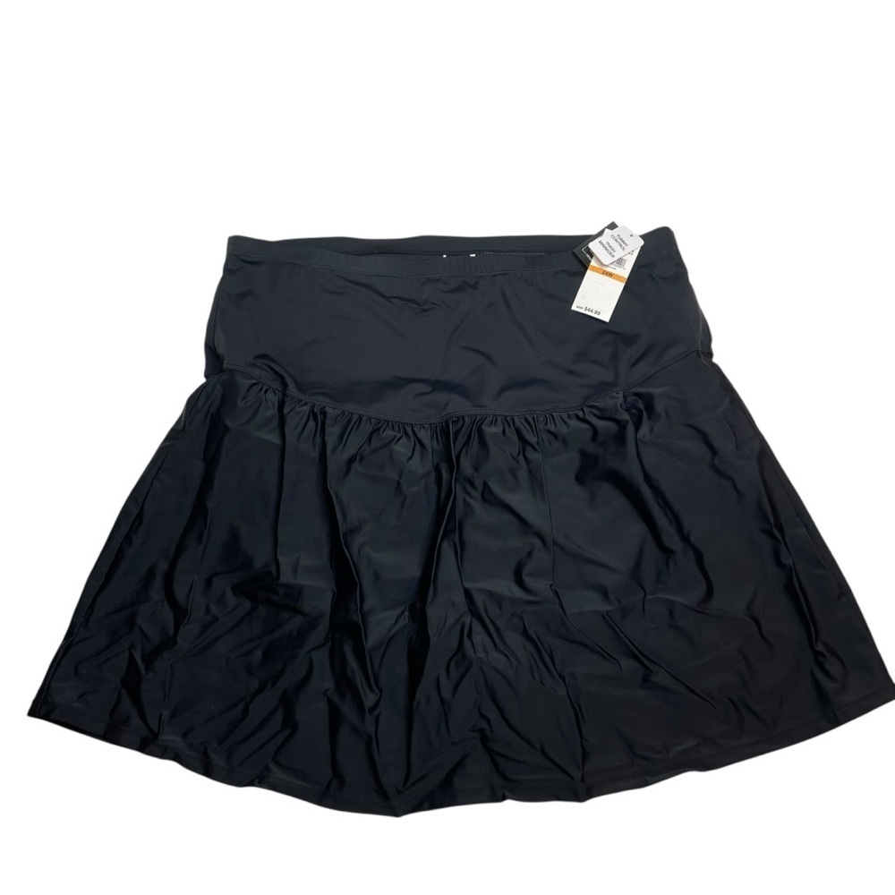 Island Escape Plus Size Tummy Control Swim Skirt Black 24W New with Tags